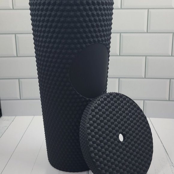 24oz Black Matte Studded Soft Texture To Go Travel Tumbler Cup Blank Center - Picture 5 of 11